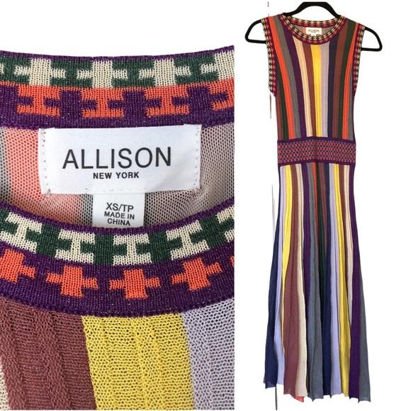 Allison New York Missoni Style Striped Sleeveless Pleated Knit Midi Dres… - Picture 3 of 10